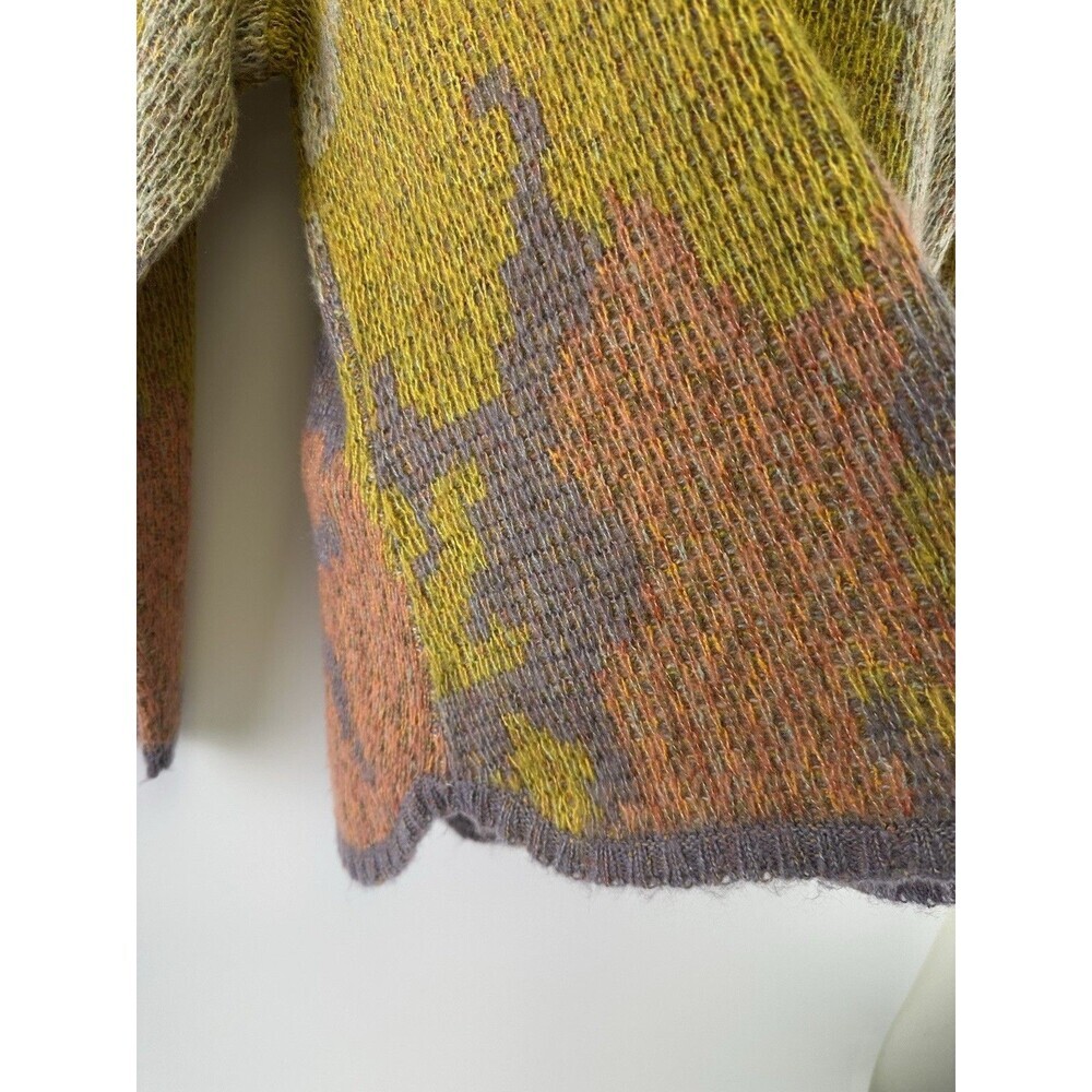 April Cornell Hooded Sweater Pullover Knit Yellow Purple Geometric Womens Large - Picture 5 of 14